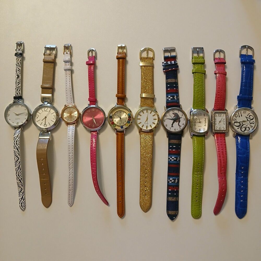 10 Unbranded Fashion Watch Lot Repair Parts Craft Colorful Chunky Trendy Mixed